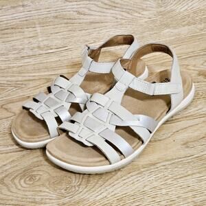 Earth Origins Saralyn Ankle Strap Sandals Sand White Womens Size 9.5M Comfort
